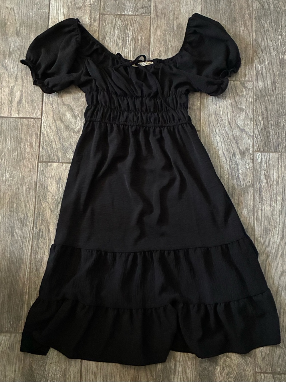 Liberty Love Black Smocked Midi Dress Size Medium